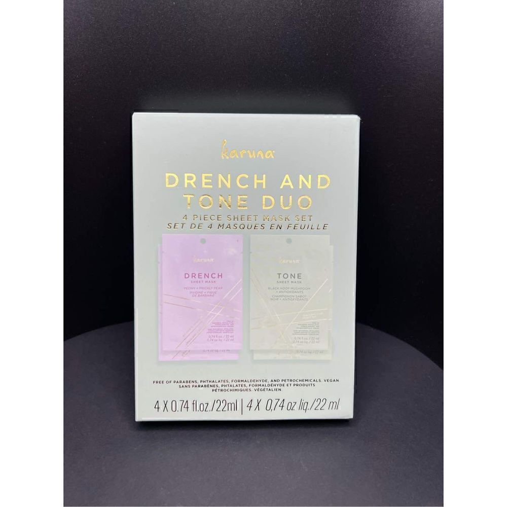 NIB! Karuna Skin Drench and Tone Duo 4 Piece Sheet Mask Set